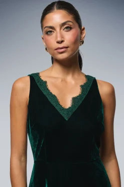 Wallis Robe Midi en Velours avec Inserts en Dentelle<Femme Robes Mi-Longues|Satin Et Dentelle