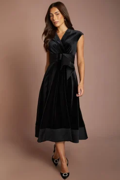 Robe Midi En Velours Ceinturée