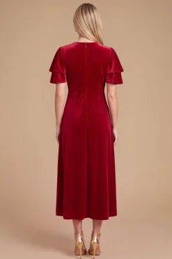 Robe Midi En Velours À Double Volant Petite Dp Luxe