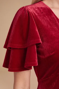 Robe Midi En Velours À Double Volant Petite Dp Luxe