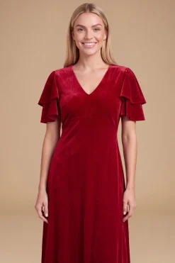 Robe Midi En Velours À Double Volant Petite Dp Luxe