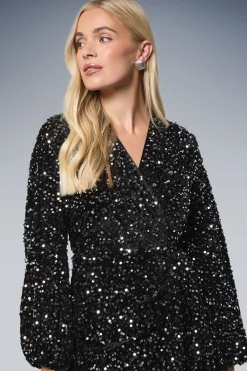 Wallis Robe Midi en Velours à Paillettes Petite Taille<Femme Robes Mi-Longues|Robes À Manches Longues