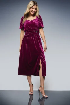 Robe Midi en Velours à Taille Froncée DP Luxe