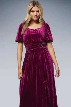 Robe Midi en Velours à Taille Froncée DP Luxe