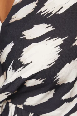 Robe Midi en Viscose à Imprimé Animal avec Nœud Devant