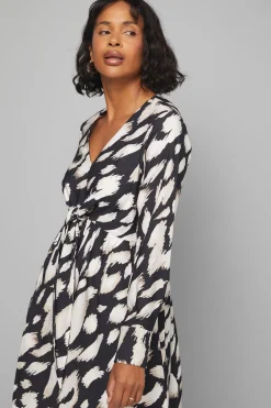 Robe Midi en Viscose à Imprimé Animal avec Nœud Devant