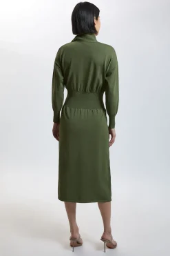 KarenMillen Robe Midi En Viscose Tricotée Avec Détail Cravate Petite Taille<Femme Toutes Les Robes|Robes Mi-Longues