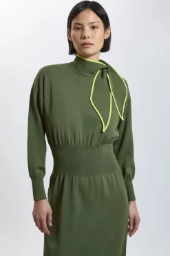 KarenMillen Robe Midi En Viscose Tricotée Avec Détail Cravate Petite Taille<Femme Toutes Les Robes|Robes Mi-Longues