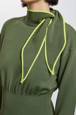 KarenMillen Robe Midi En Viscose Tricotée Avec Détail Cravate Petite Taille<Femme Toutes Les Robes|Robes Mi-Longues