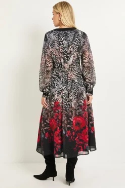 Wallis Robe Midi À Fermeture Éclair Imprimé Floral Ombré Animalier Petite Taille<Femme Toutes Les Robes|Robes Mi-Longues