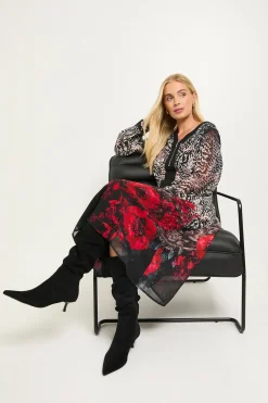 Wallis Robe Midi À Fermeture Éclair Imprimé Floral Ombré Animalier Petite Taille<Femme Toutes Les Robes|Robes Mi-Longues