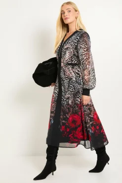 Wallis Robe Midi À Fermeture Éclair Imprimé Floral Ombré Animalier Petite Taille<Femme Toutes Les Robes|Robes Mi-Longues