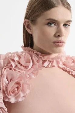 Robe midi Figure Form en tricot bandé avec détail rosette