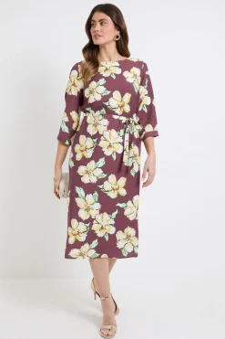Robe Midi Fleurie À Ceinture