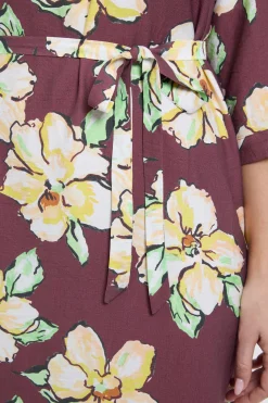Robe Midi Fleurie À Ceinture