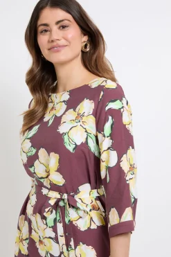 Robe Midi Fleurie À Ceinture
