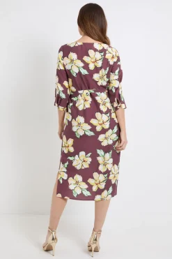 Robe Midi Fleurie À Ceinture