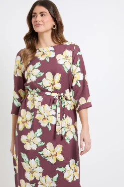 Robe Midi Fleurie À Ceinture