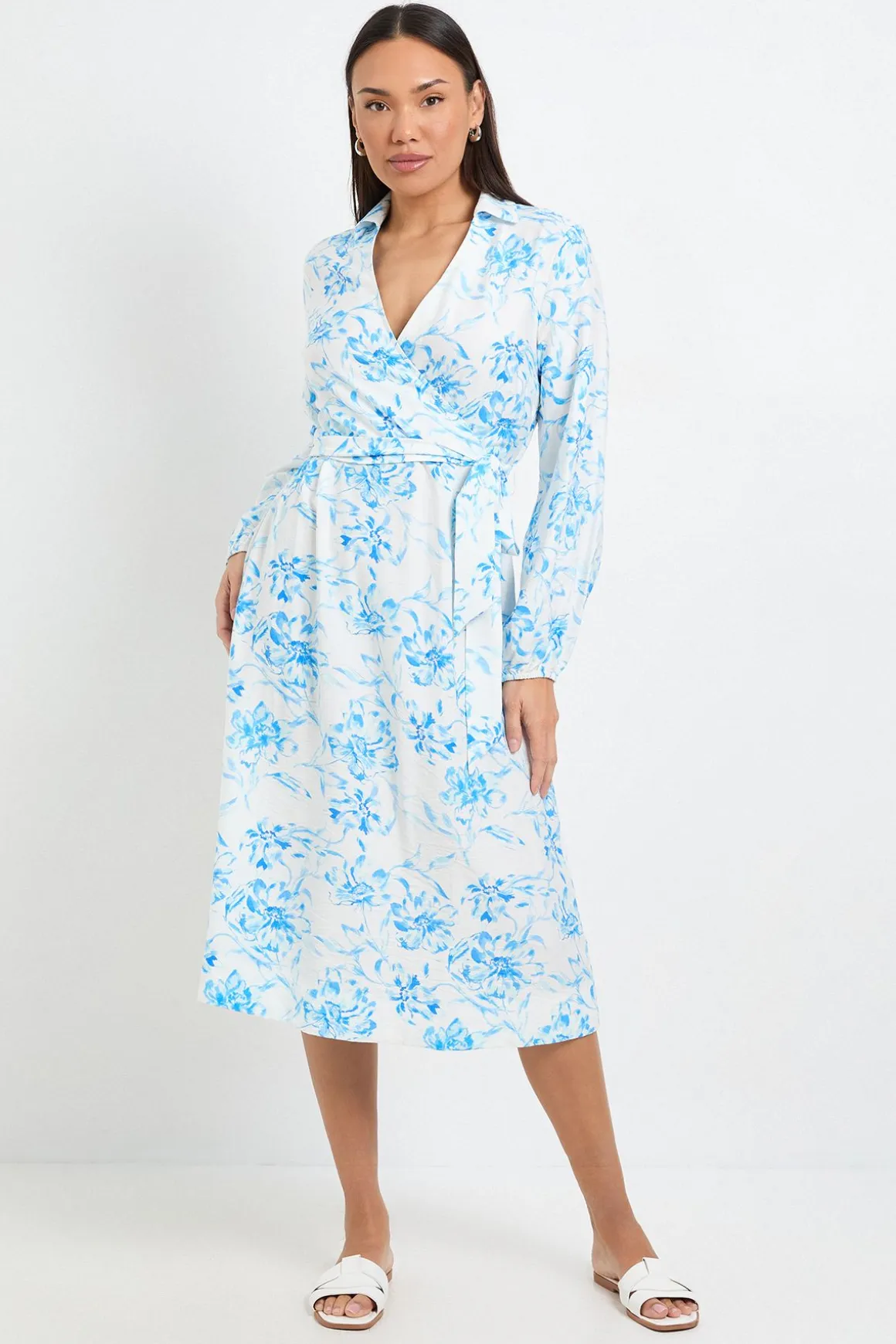 Robe Midi Fleurie À Ceinture D'été