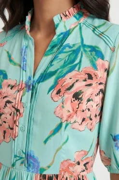 Wallis Robe Midi À Fleurs Avec Manches Bouffantes Et Plis Nervurés<Femme Robes|Robes Mi-Longues