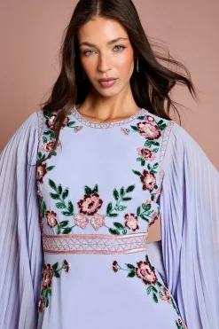 Coast Robe Midi À Fleurs Perlées Et Manches Plissées<Femme Toutes Les Robes|Robes Mi-Longues