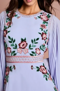 Coast Robe Midi À Fleurs Perlées Et Manches Plissées<Femme Toutes Les Robes|Robes Mi-Longues