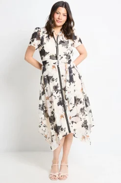 Robe Midi Florale Avec Col À Nouer