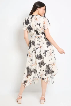 Robe Midi Florale Avec Col À Nouer