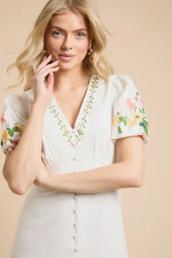 Dorothy Perkins Robe Midi Florale Boutonnée À Imprimé Placement<Femme Toutes Les Robes|Robes Mi-Longues