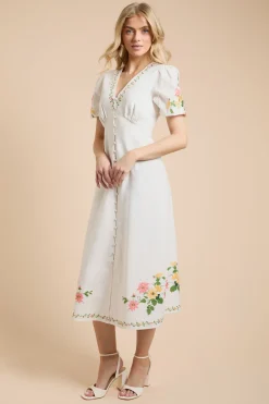Dorothy Perkins Robe Midi Florale Boutonnée À Imprimé Placement<Femme Toutes Les Robes|Robes Mi-Longues
