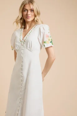 Dorothy Perkins Robe Midi Florale Boutonnée À Imprimé Placement<Femme Toutes Les Robes|Robes Mi-Longues