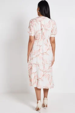 Robe Midi Florale Boutonnée Pour Petite Taille