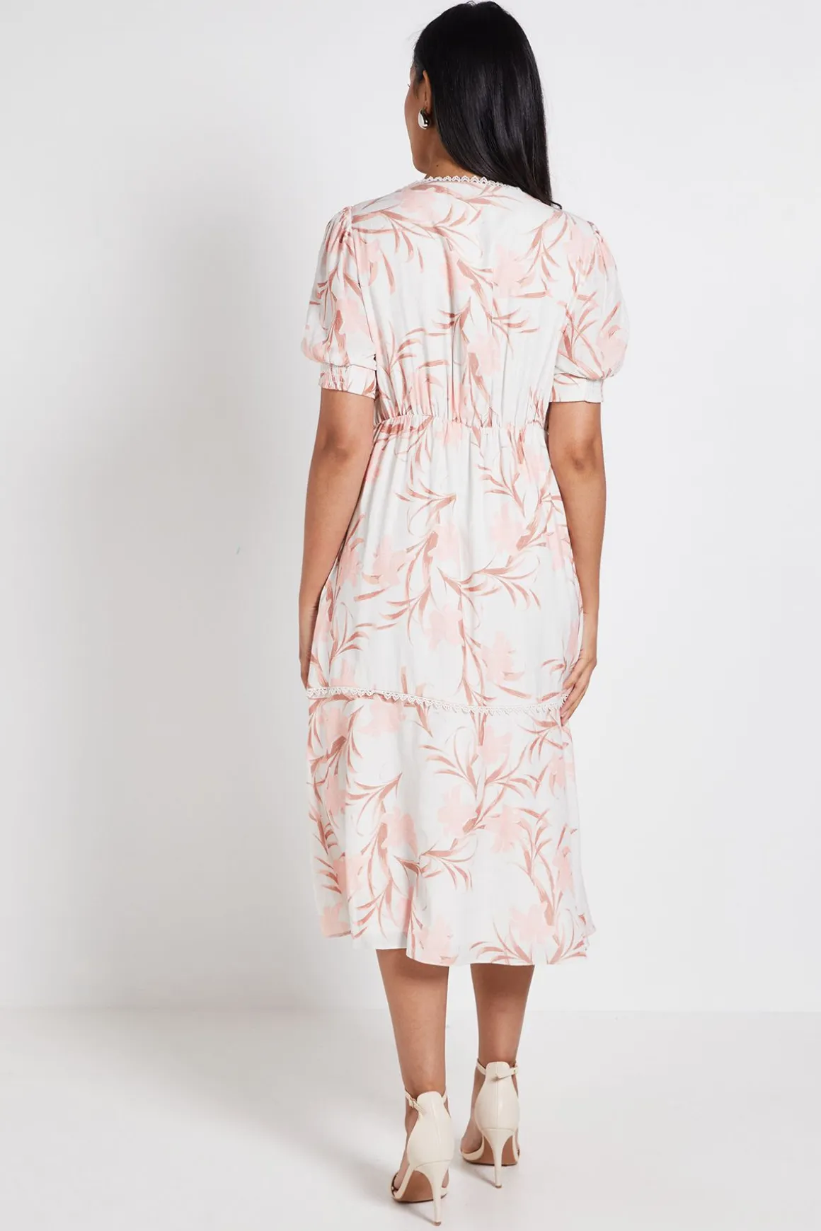 Robe Midi Florale Boutonnée Pour Petite Taille