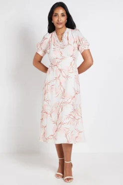 Robe Midi Florale Boutonnée Pour Petite Taille