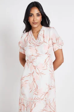 Robe Midi Florale Boutonnée Pour Petite Taille