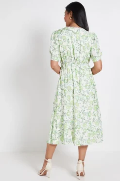 Robe Midi Florale À Boutons Pour Petite Taille Style Robe De Thé
