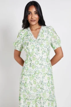 Robe Midi Florale À Boutons Pour Petite Taille Style Robe De Thé