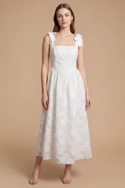 Robe Midi Florale Dp Hen À Épaules Nouées Et Taille Basse