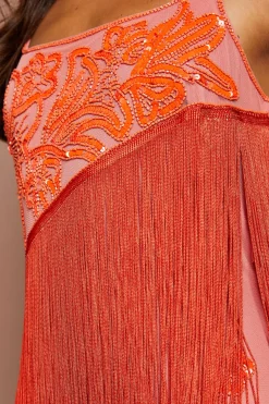 Robe Midi Florale À Franges Ornementées Coast Muse