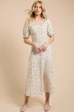 Dorothy Perkins Robe Midi e Froncée À Encolure Carrée<Femme Toutes Les Robes|Robes Mi-Longues