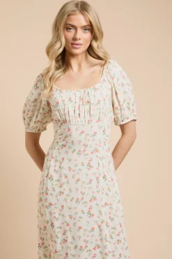 Dorothy Perkins Robe Midi e Froncée À Encolure Carrée<Femme Toutes Les Robes|Robes Mi-Longues