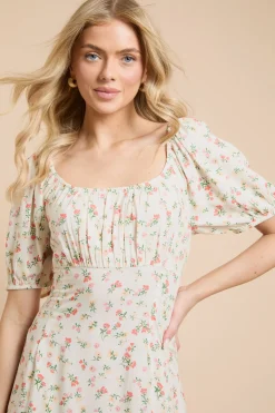 Dorothy Perkins Robe Midi e Froncée À Encolure Carrée<Femme Toutes Les Robes|Robes Mi-Longues