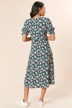 Dorothy Perkins Robe Midi e à Manches Bouffantes et Boutonnage Devant<Femme Robes|Robes Mi-Longues