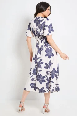 Wallis Robe Midi Florale À Manches Évasées Avec Fermeture Éclair<Femme Robes|Robes Mi-Longues