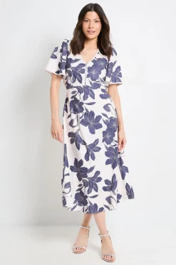 Wallis Robe Midi Florale À Manches Évasées Avec Fermeture Éclair<Femme Robes|Robes Mi-Longues