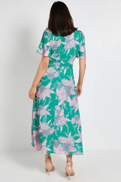 Robe Midi Florale À Taille Cache-cœur