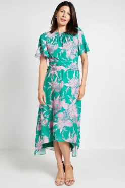 Robe Midi Florale À Taille Cache-cœur