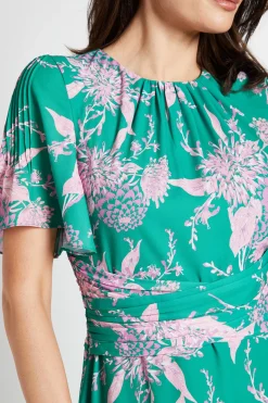 Robe Midi Florale À Taille Cache-cœur