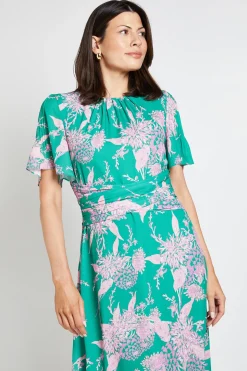 Robe Midi Florale À Taille Cache-cœur
