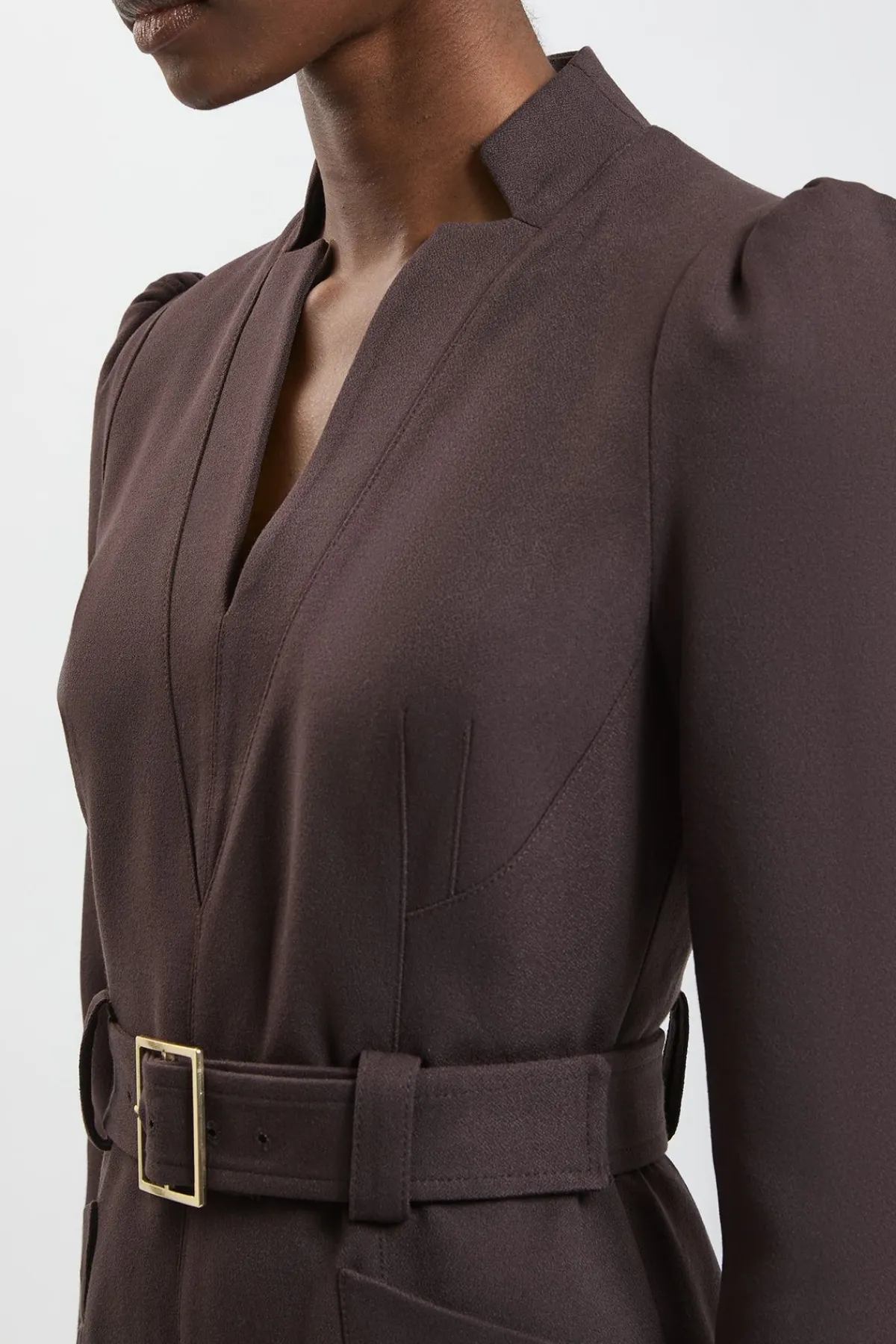 KarenMillen Robe Midi Forever en Crêpe Structurée Ceinturée<Femme Robes|Robes Mi-Longues